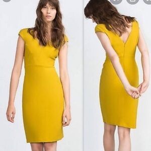 Zara Mustard Yellow Pencil Dress